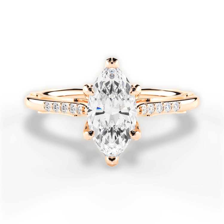 The Stephie Marquise Cut 18kt Rose Gold Modern French-Set Band Diamond Engagement Ring