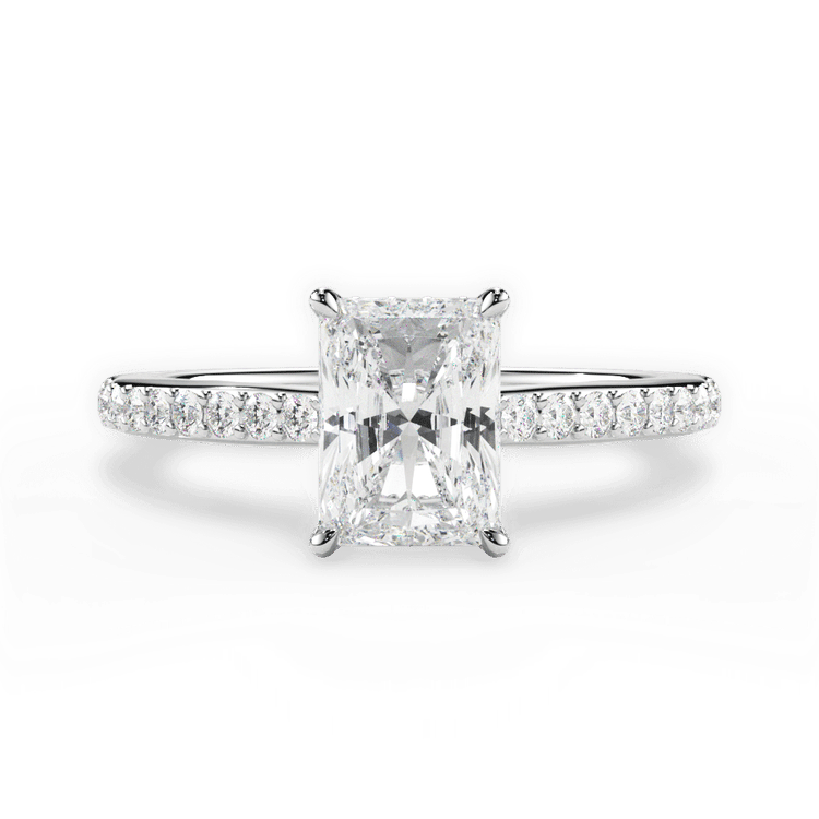 The Suri Radiant Cut 14kt White Gold Hidden Halo Diamond Engagement Ring