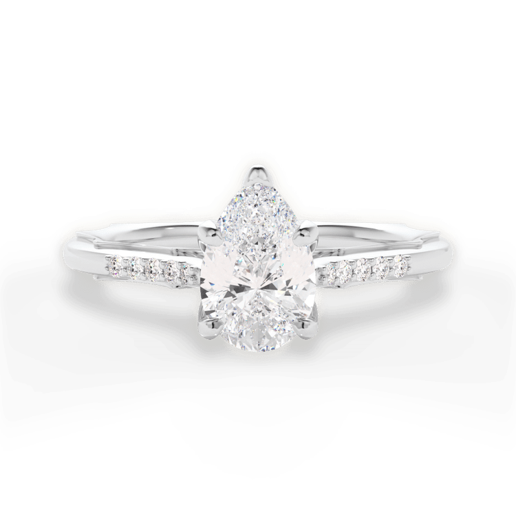 The Stephie Princess Cut Platinum Modern French-Set Band Diamond Engagement Ring