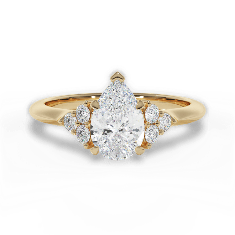 The Dalia Princess Cut 18kt Yellow Gold Cluster Sidestone Diamond Engagement Ring