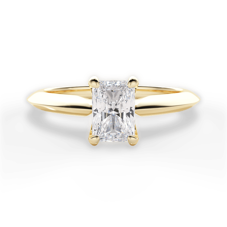 The Kora Radiant Cut 18kt Yellow Gold Solitaire Knife-Edge Engagement Ring