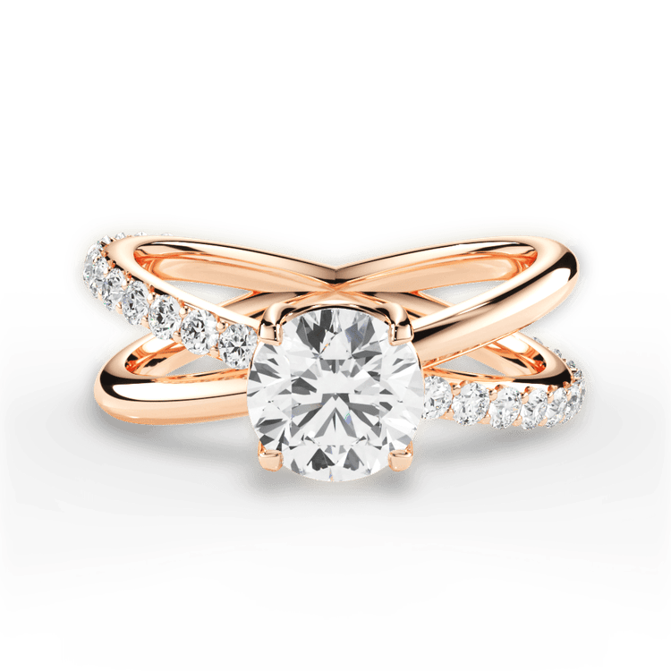The Odette Round Cut 18kt Rose Gold Modern Open Band Diamond Engagement Ring