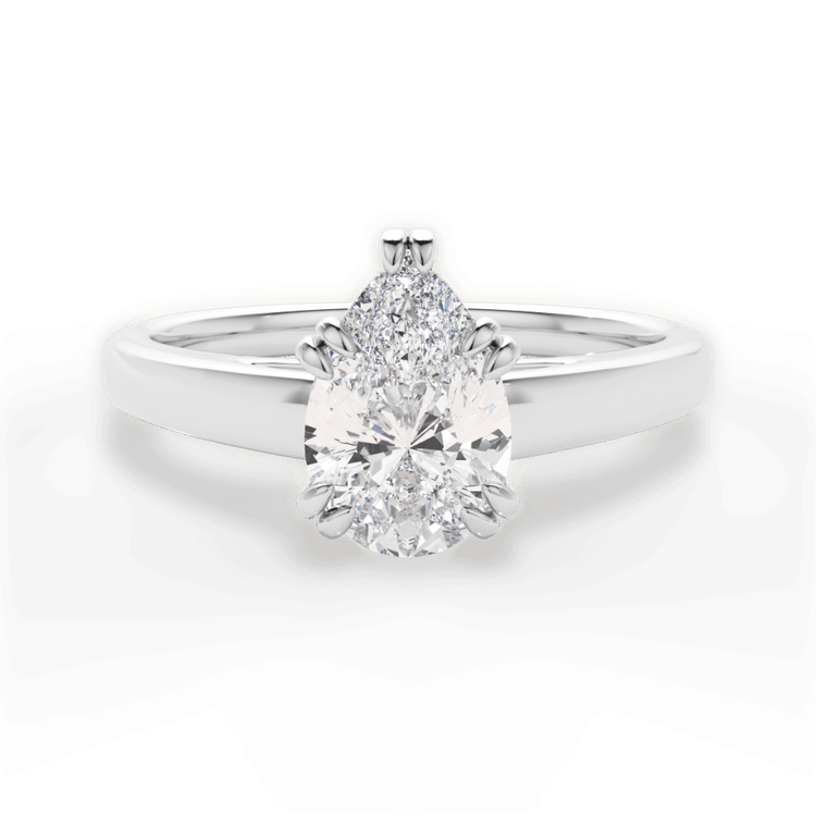 The Kendra Princess Cut Platinum Solitaire Cathedral Tulip Engagement Ring
