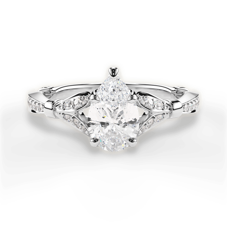 The Korina Princess Cut Platinum Vintage Diamond Embellished Prong Engagement Ring