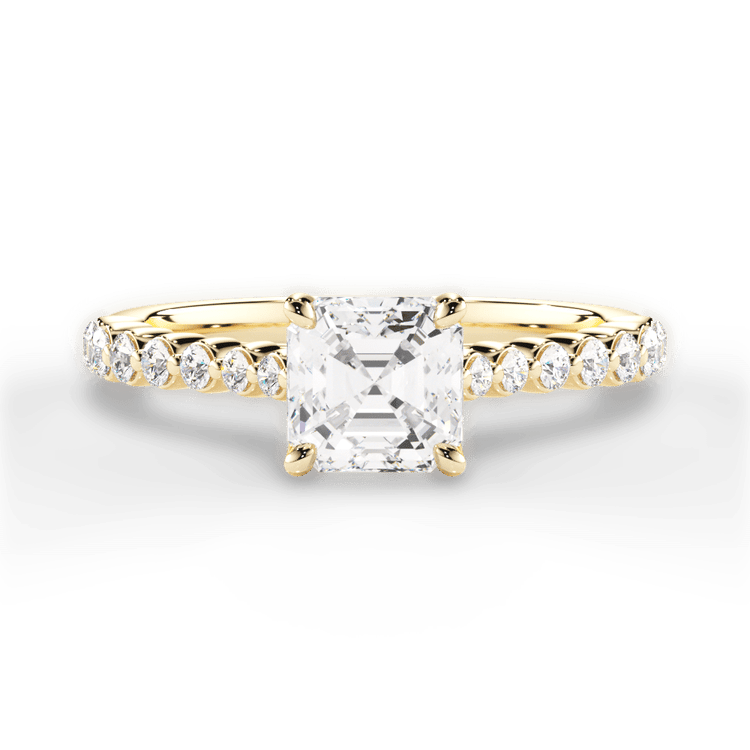 The Mikaela Asscher Cut 18kt Yellow Gold Floating Diamond Engagement Ring