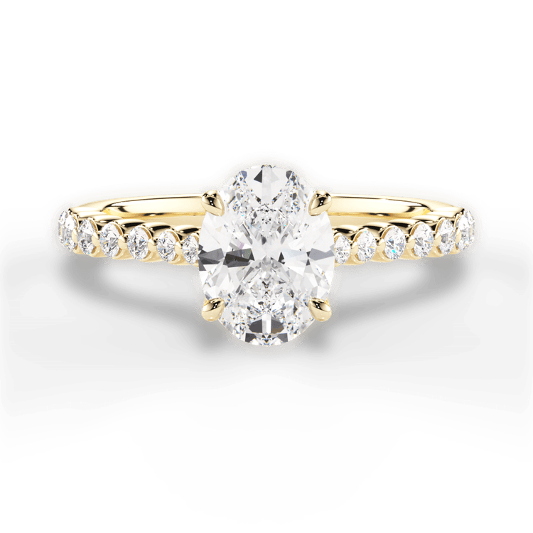 The Mikaela Oval Cut 18kt Yellow Gold Floating Diamond Engagement Ring