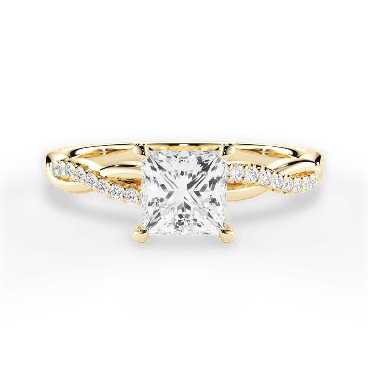 The Mia Pear Shaped 18kt Yellow Gold Petite Half Diamond Twist Engagement Ring