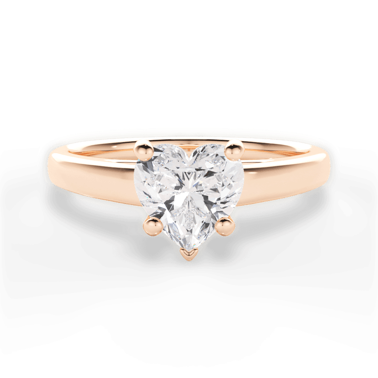 The Athena Heart Shaped 18kt Rose Gold Solitaire Cathedral Engagement Ring