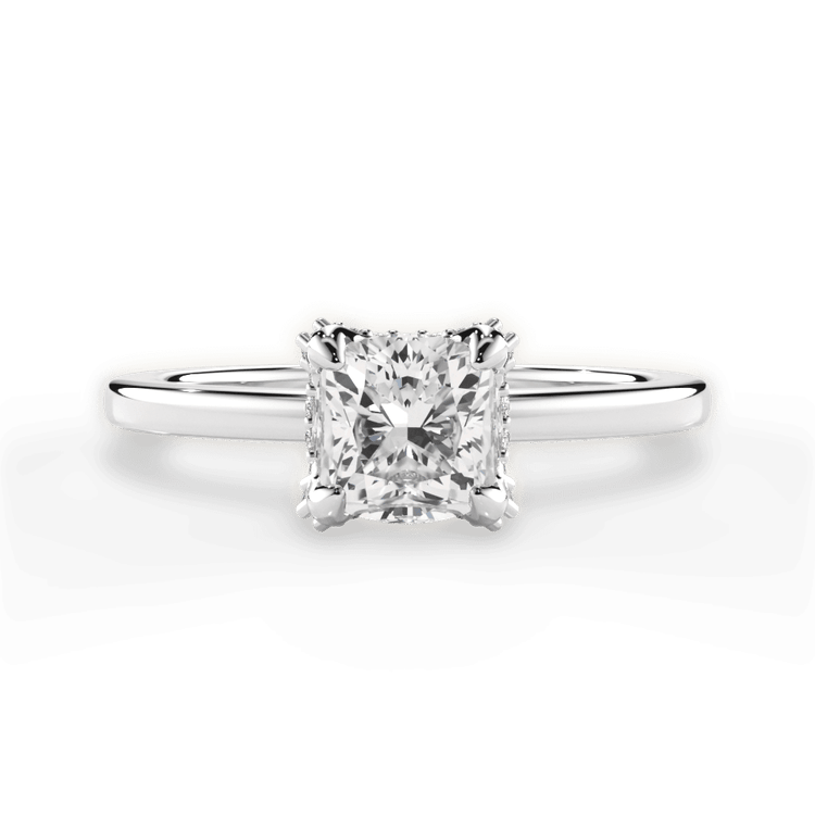 The Amara Cushion Cut Platinum Diamond Collar Solitaire Engagement Ring