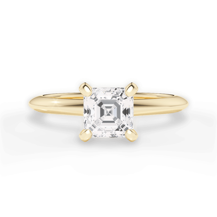 The Sybil Asscher Cut 18kt Yellow Gold Solitaire Knife-Edge Engagement Ring