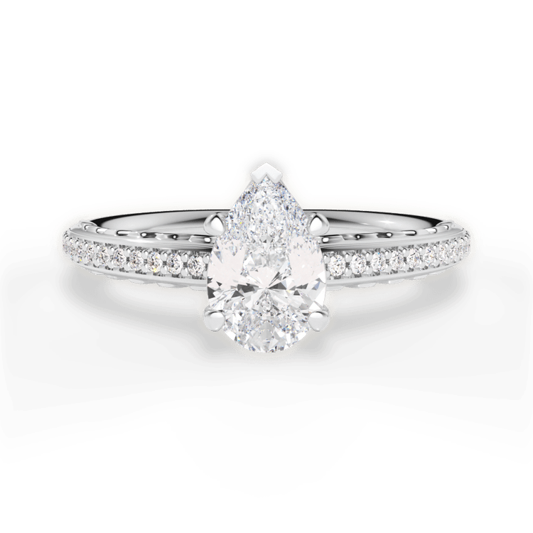 The Gio Princess Cut Platinum Engraved Diamond Engagement Ring