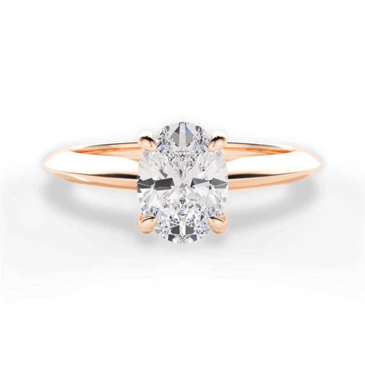 The Kora Oval Cut 18kt Rose Gold Solitaire Knife-Edge Engagement Ring