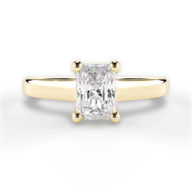 The Lily Radiant Cut 18kt Yellow Gold Solitaire Tulip Cathedral Engagement Ring