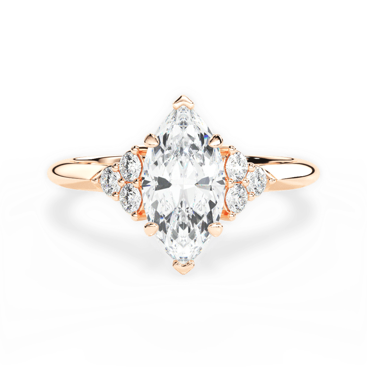 The Dalia Marquise Cut 18kt Rose Gold Cluster Sidestone Diamond Engagement Ring