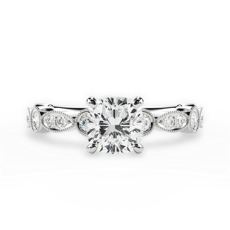 The Ciela Cushion Cut Platinum Split Double Band Solitaire Engagement Ring