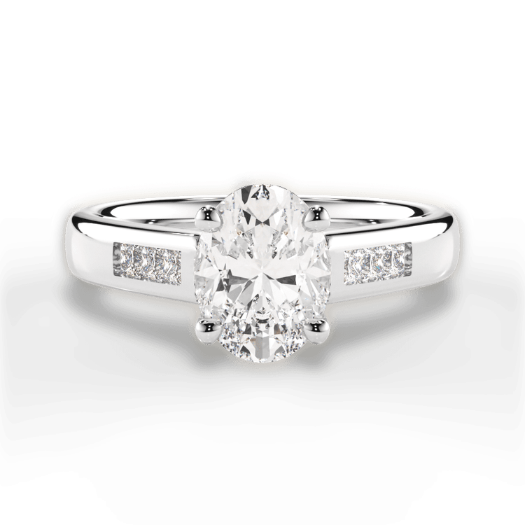 The Valentina Oval Cut Platinum Solitaire Channel-Set Diamond Band Engagement Ring