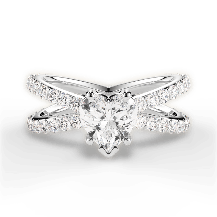 The Nora Heart Shaped Platinum Open Band Diamond Engagement Ring