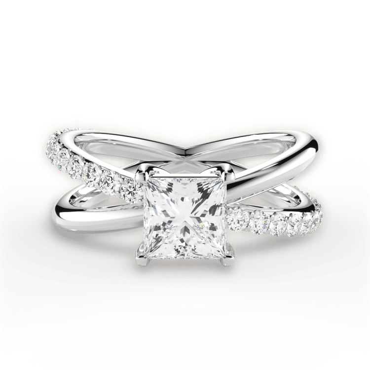 The Odette Pear Shaped Platinum Modern Open Band Diamond Engagement Ring