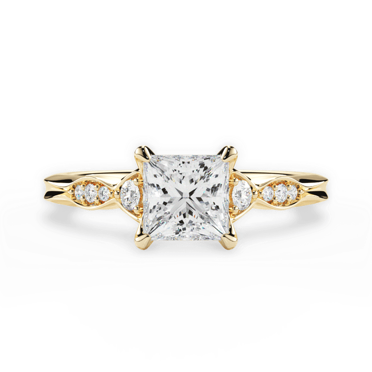 The Alida Pear Shaped 18kt Yellow Gold Vintage Diamond Accent Engagement Ring