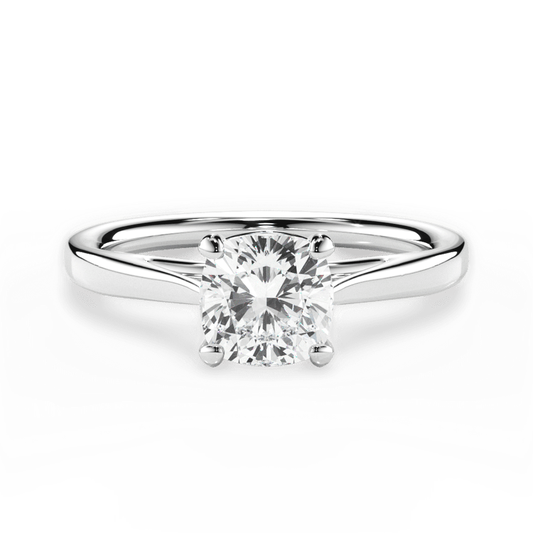 The Vera Cushion Cut Platinum Solitaire Engagement Ring