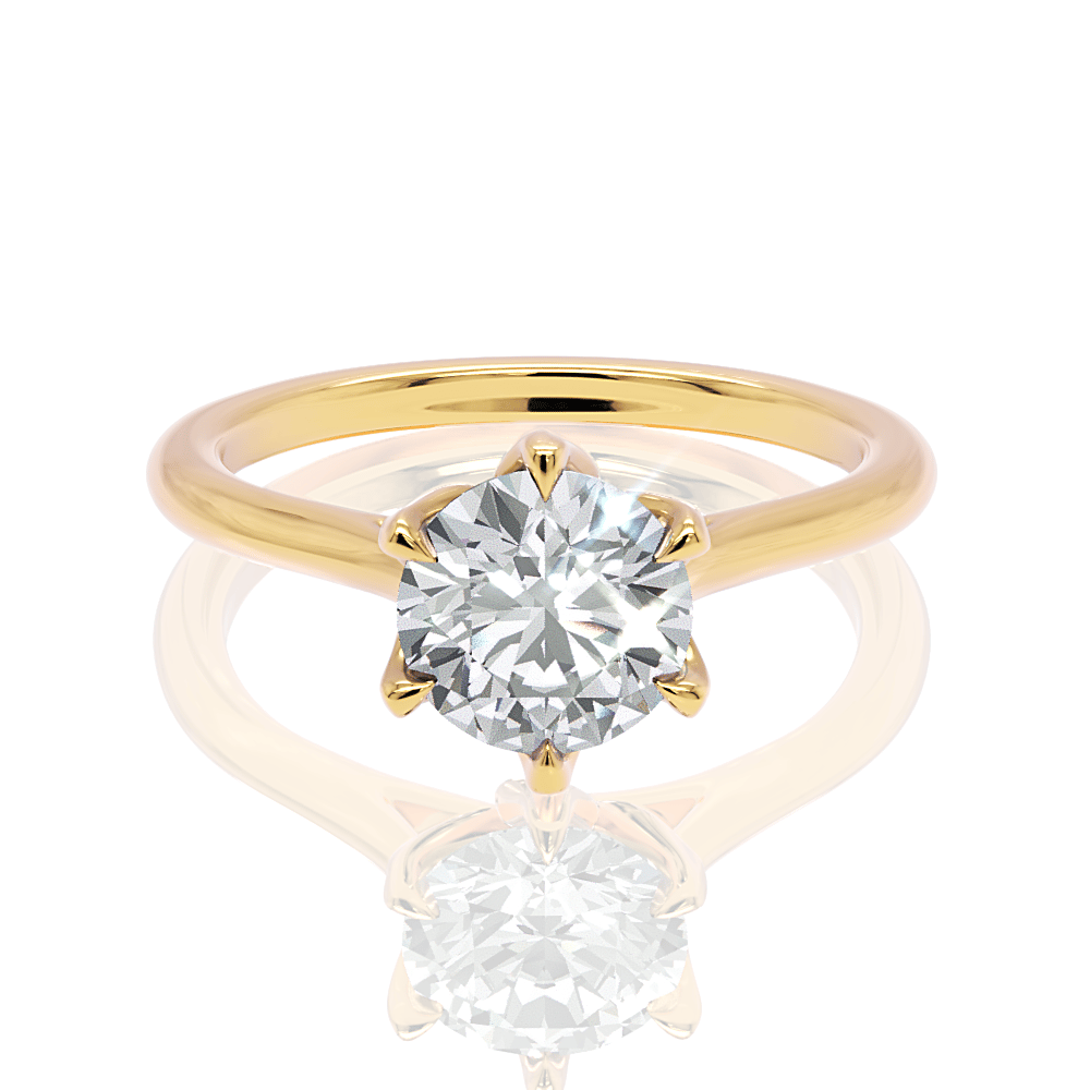 The Lia Round Cut 18kt Yellow Gold Six-Prong Solitaire Engagement Ring