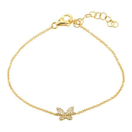 14kt Gold 0.09 CTW Butterfly Diamond Bracelet