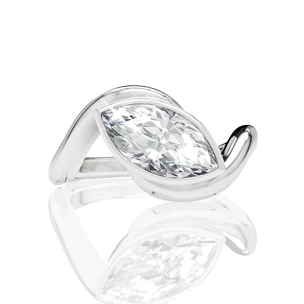 The Iris Marquise Cut 14kt White Gold Bezel-Set Solitaire Engagement Ring