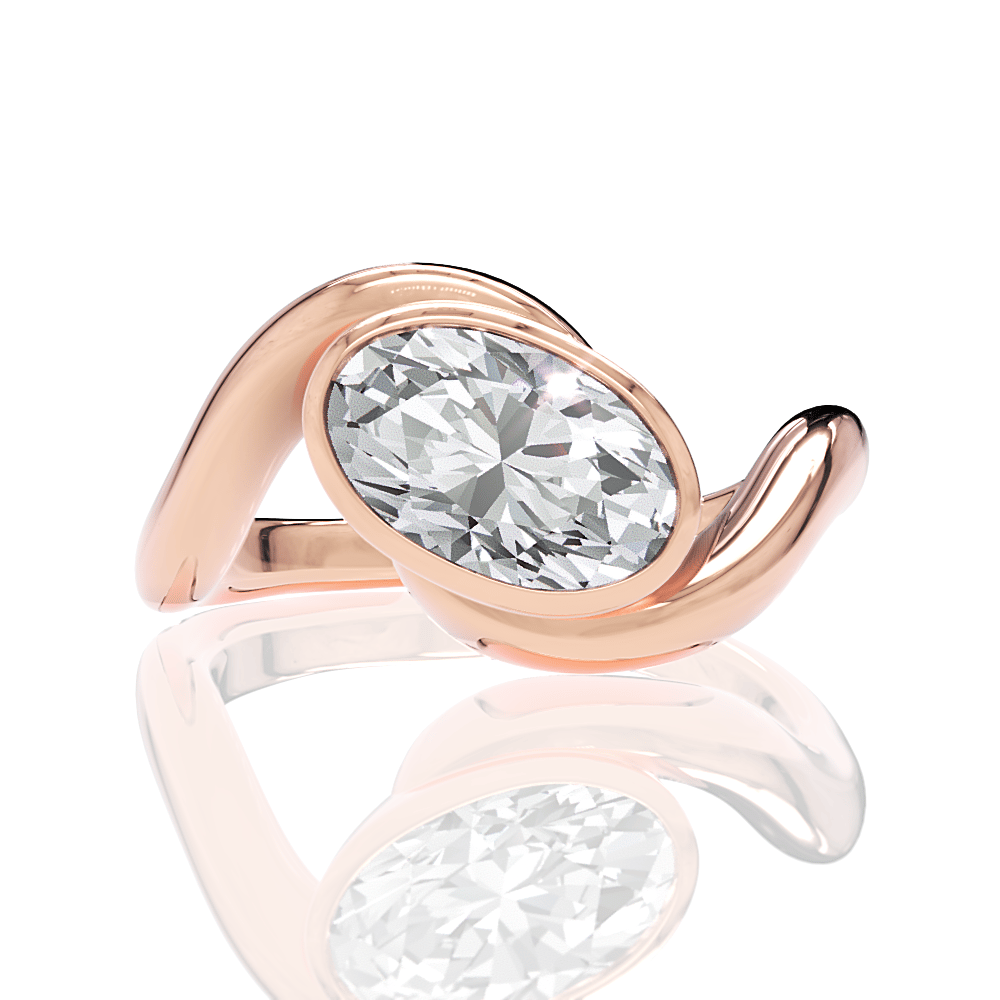 The Iris Oval Cut 18kt Rose Gold Bezel-Set Solitaire Engagement Ring