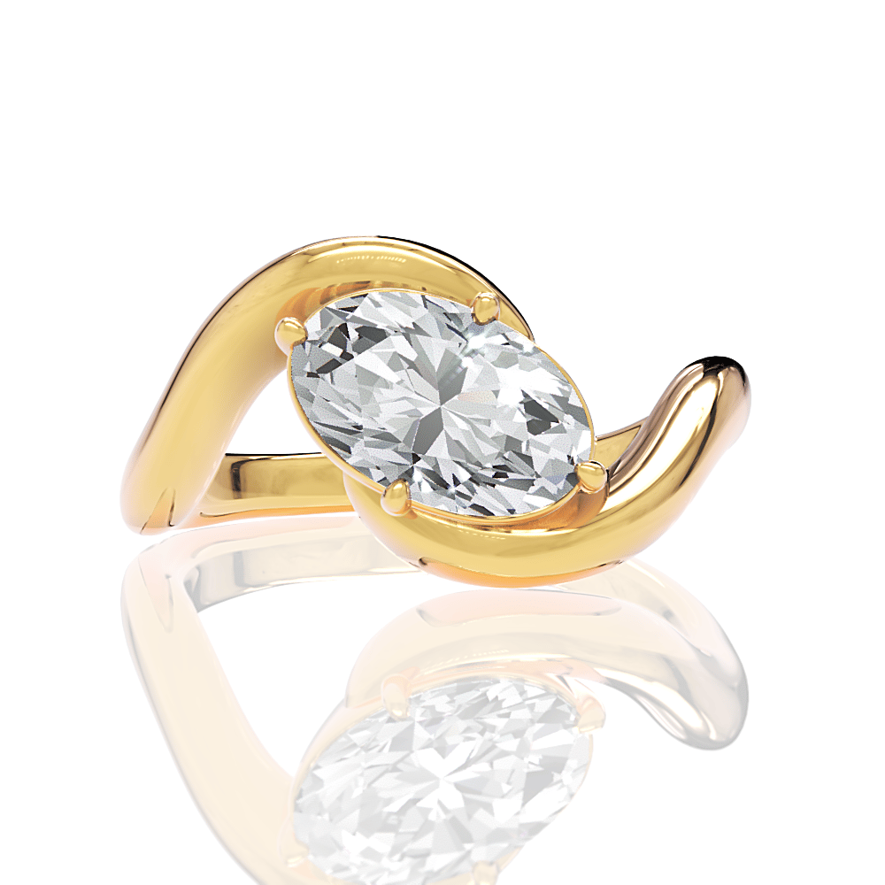 The Amaya Oval Cut 18kt Yellow Gold Bezel-Set Solitaire Engagement Ring