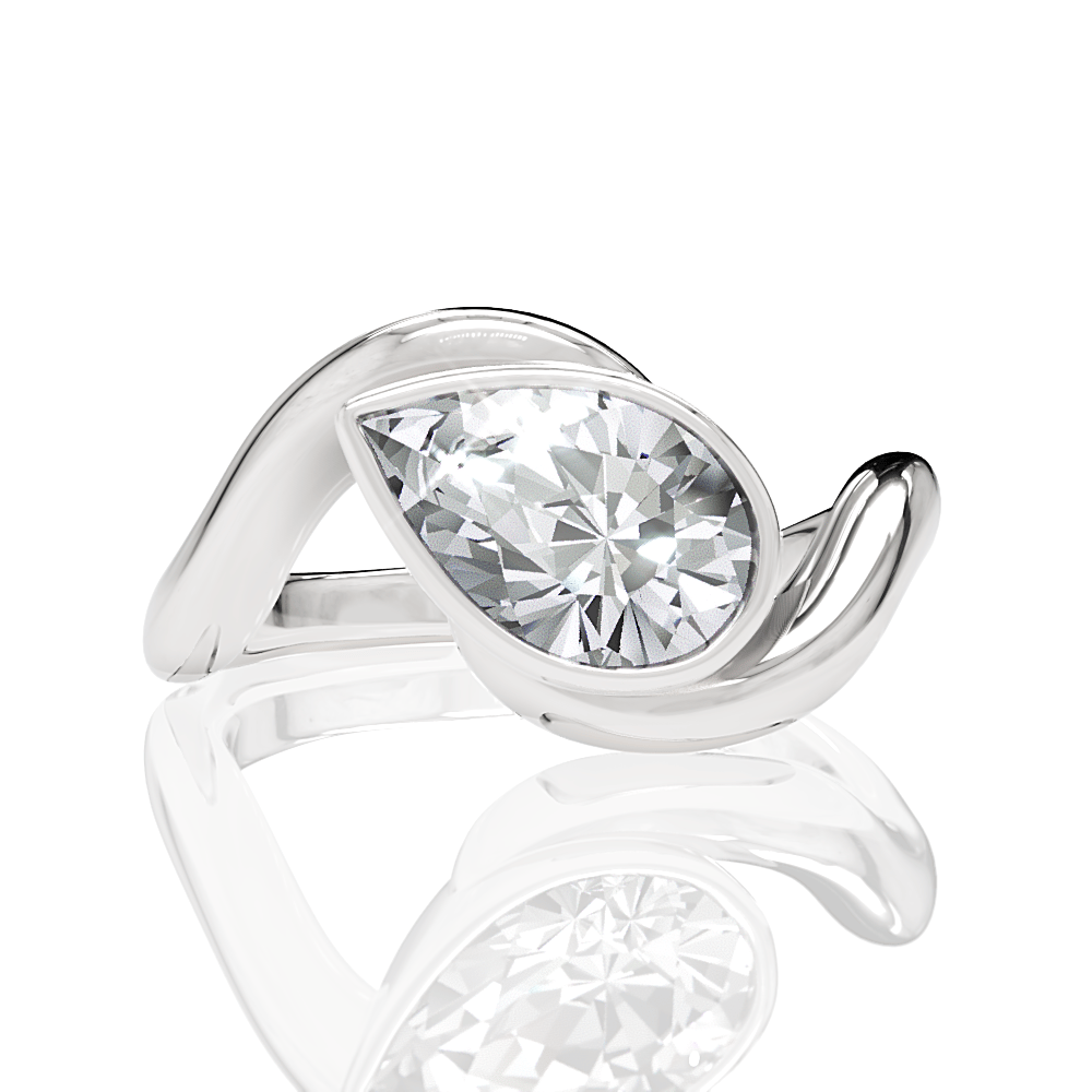 The Iris Princess Cut Platinum Bezel-Set Solitaire Engagement Ring