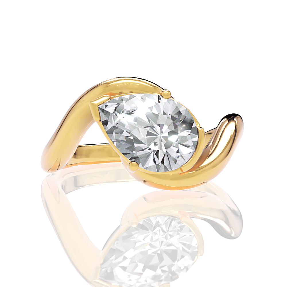 The Amaya Princess Cut 18kt Yellow Gold Bezel-Set Solitaire Engagement Ring