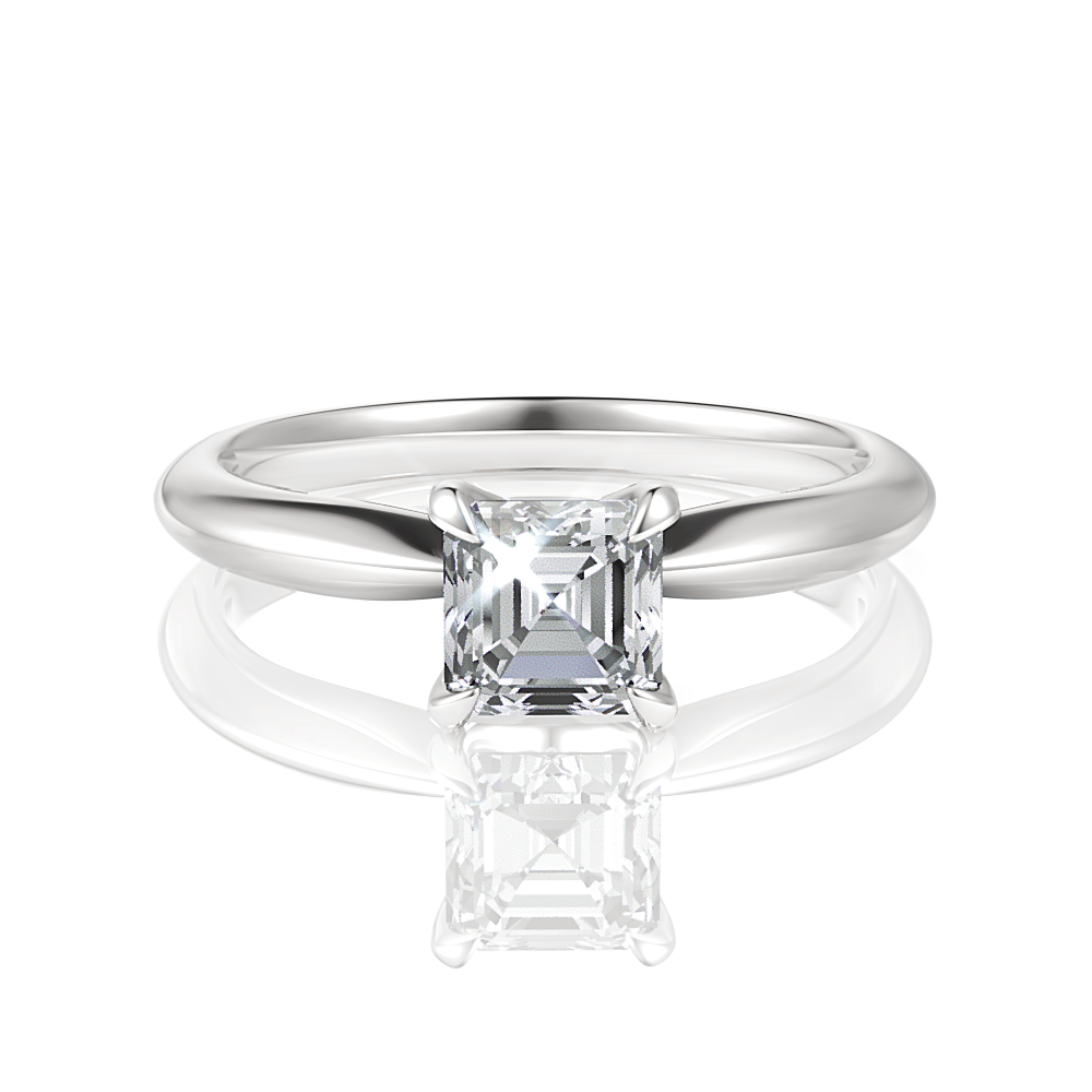 The Elyse Asscher Cut Platinum Classic Four-Prong Solitaire Engagement Ring