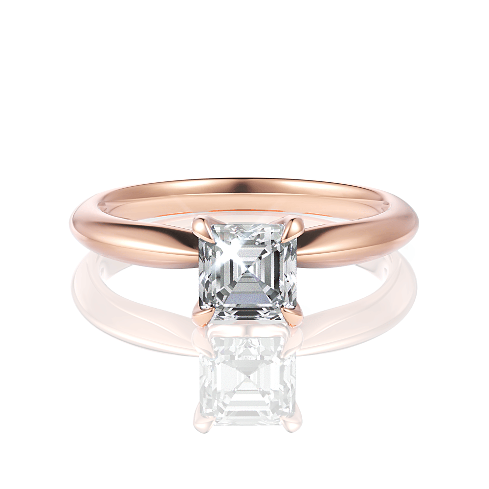 The Elyse Asscher Cut 18kt Rose Gold Classic Four-Prong Solitaire Engagement Ring
