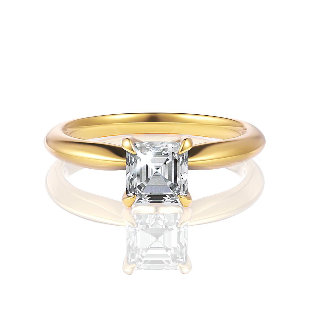 The Elyse Asscher Cut 18kt Yellow Gold Classic Four-Prong Solitaire Engagement Ring
