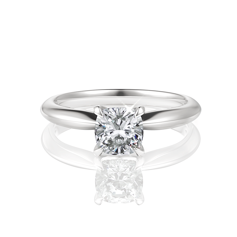 The Elyse Cushion Cut Platinum Classic Four-Prong Solitaire Engagement Ring