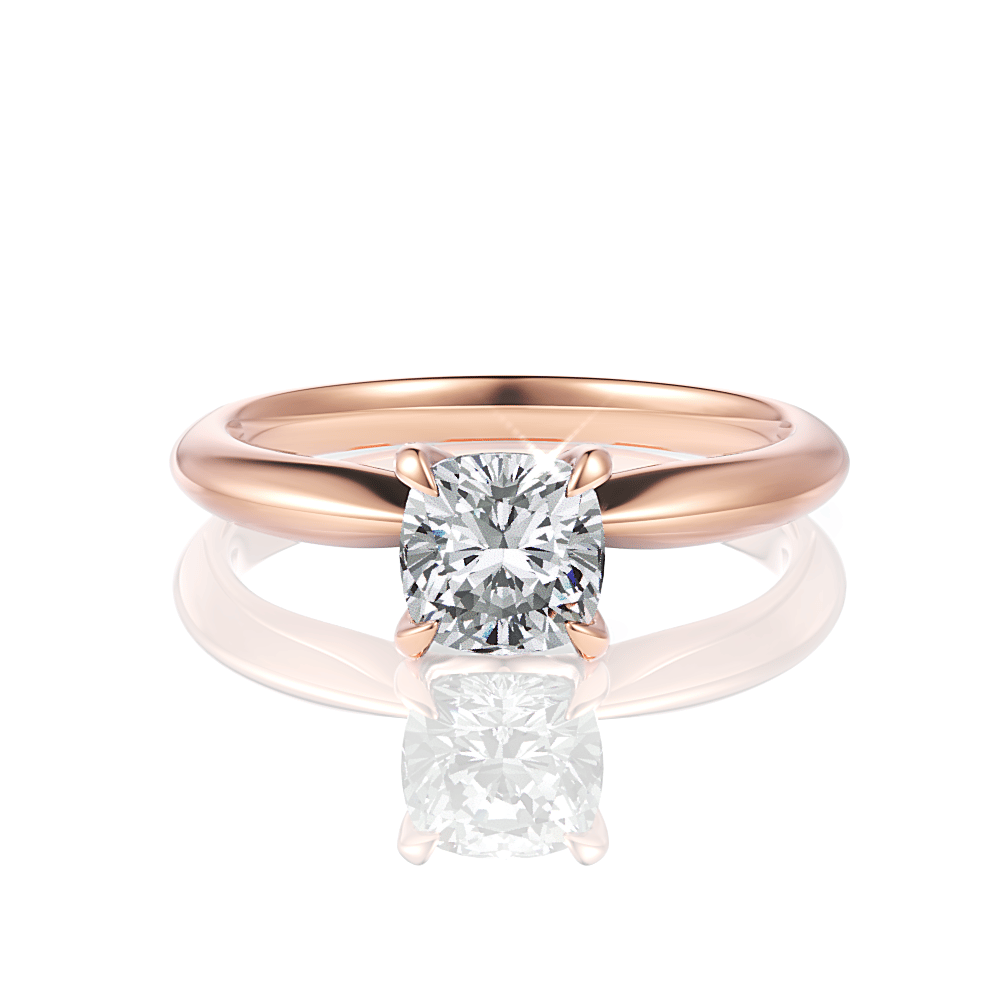 The Elyse Cushion Cut 18kt Rose Gold Classic Four-Prong Solitaire Engagement Ring