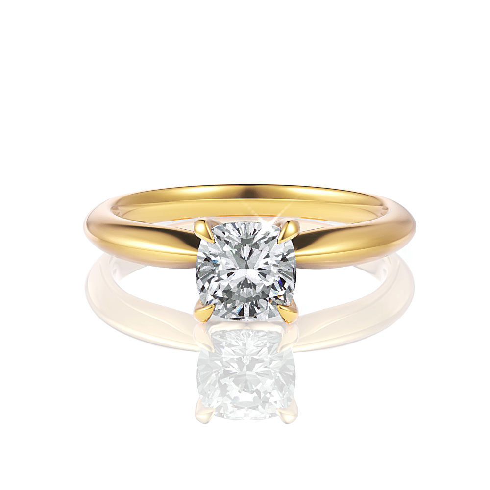 The Elyse Cushion Cut 18kt Yellow Gold Classic Four-Prong Solitaire Engagement Ring
