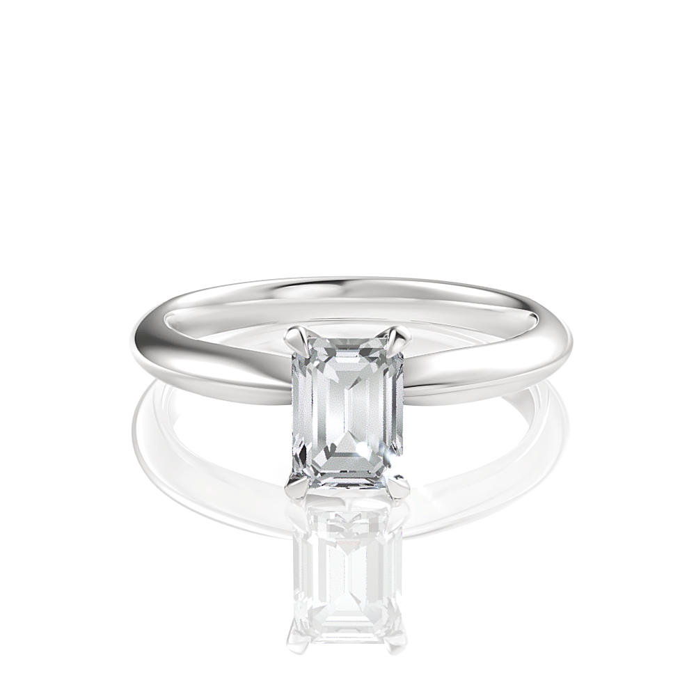 The Elyse Emerald Cut Platinum Classic Four-Prong Solitaire Engagement Ring