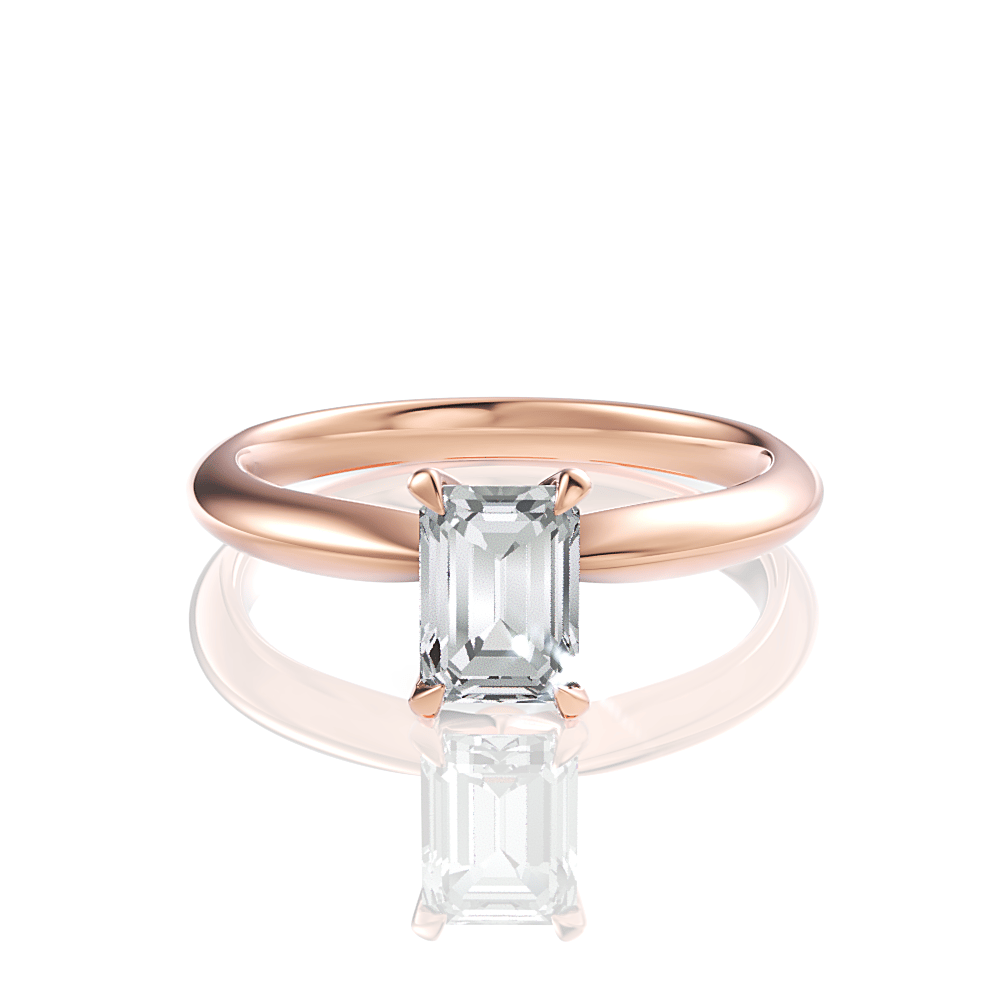 The Elyse Emerald Cut 18kt Rose Gold Classic Four-Prong Solitaire Engagement Ring