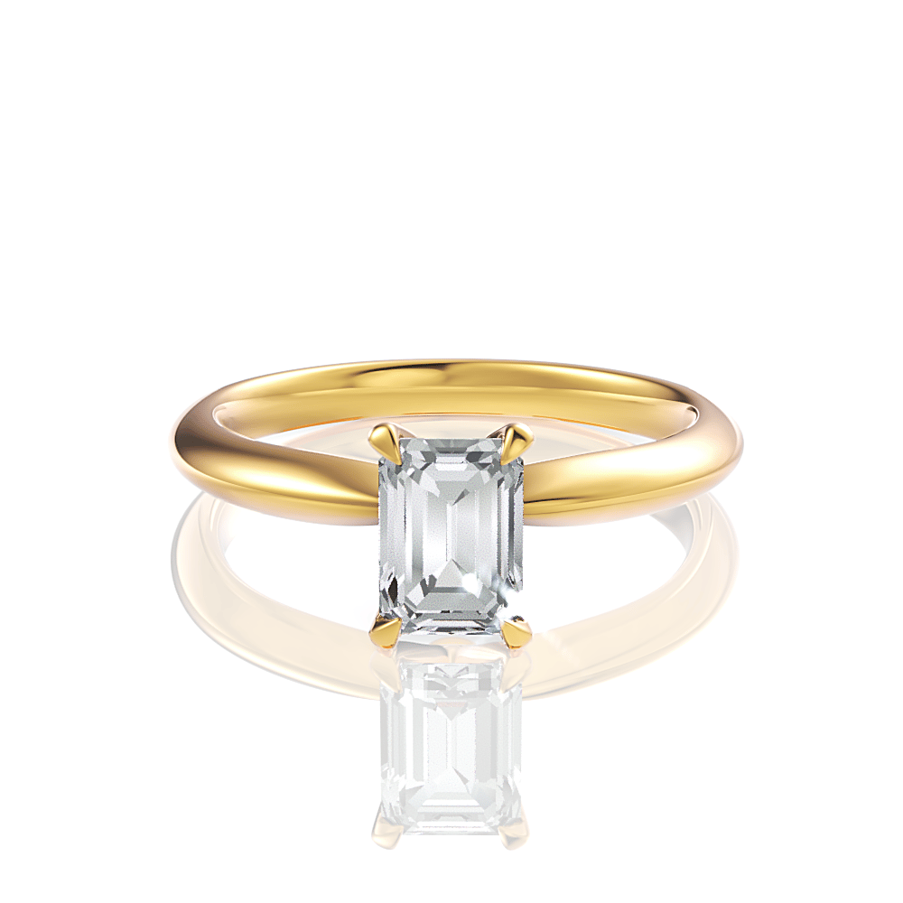 The Elyse Emerald Cut 18kt Yellow Gold Classic Four-Prong Solitaire Engagement Ring