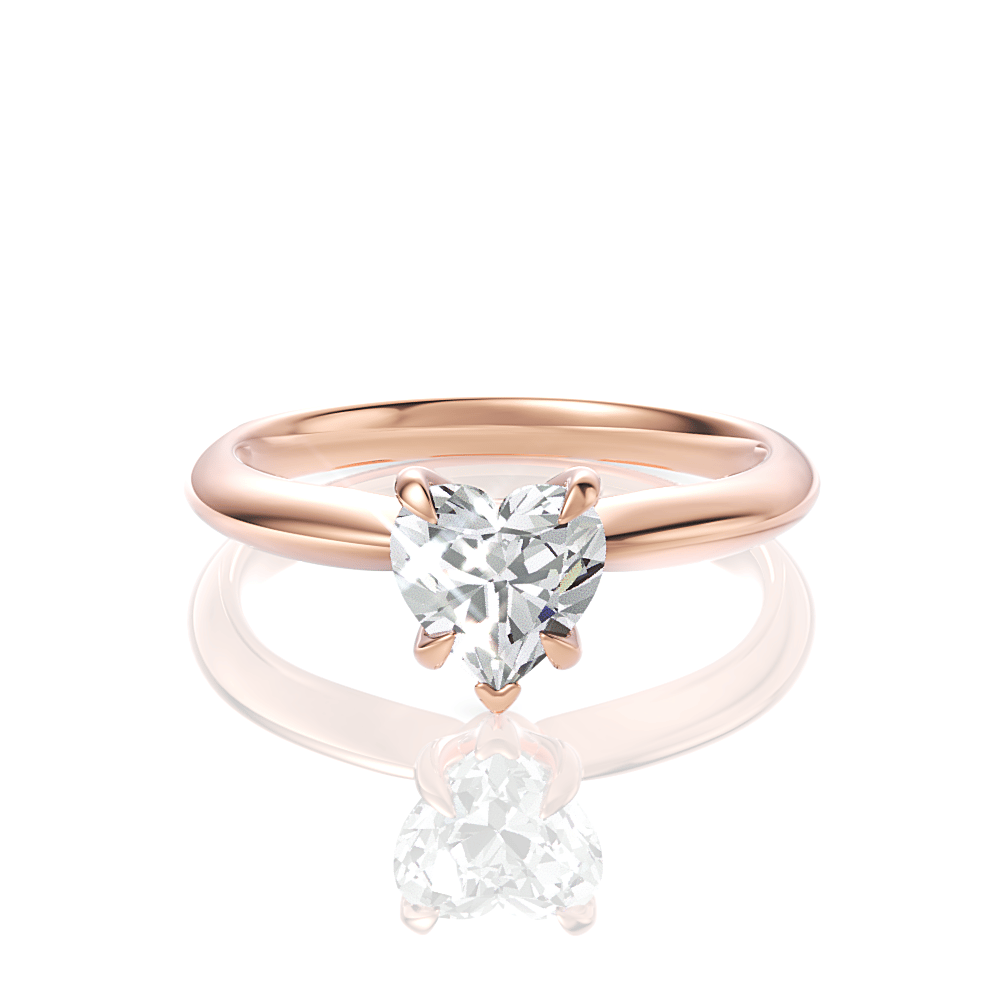 The Elyse Heart Shaped 18kt Rose Gold Classic Four-Prong Solitaire Engagement Ring