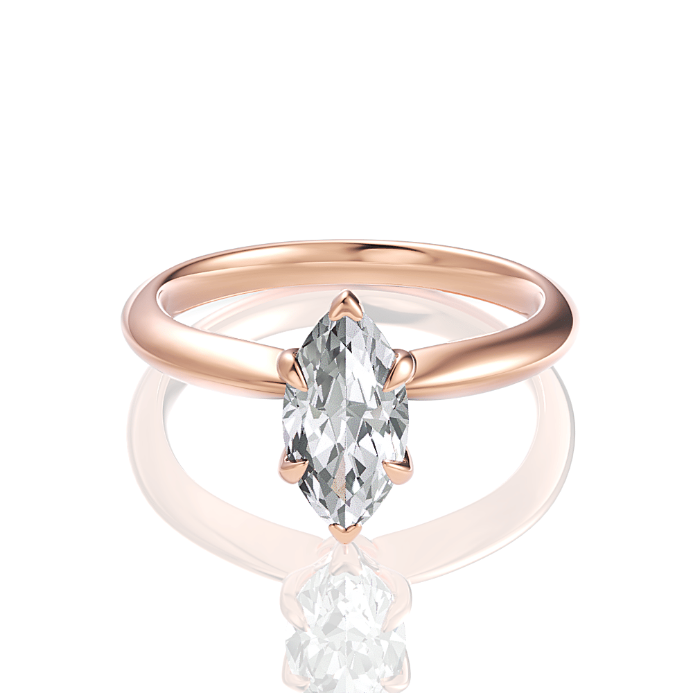 The Elyse Marquise Cut 18kt Rose Gold Classic Four-Prong Solitaire Engagement Ring