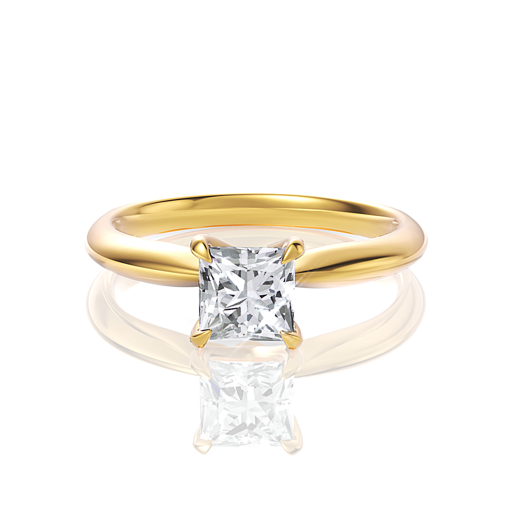 The Elyse Princess Shaped 18kt Yellow Gold Classic Four-Prong Solitaire Engagement Ring
