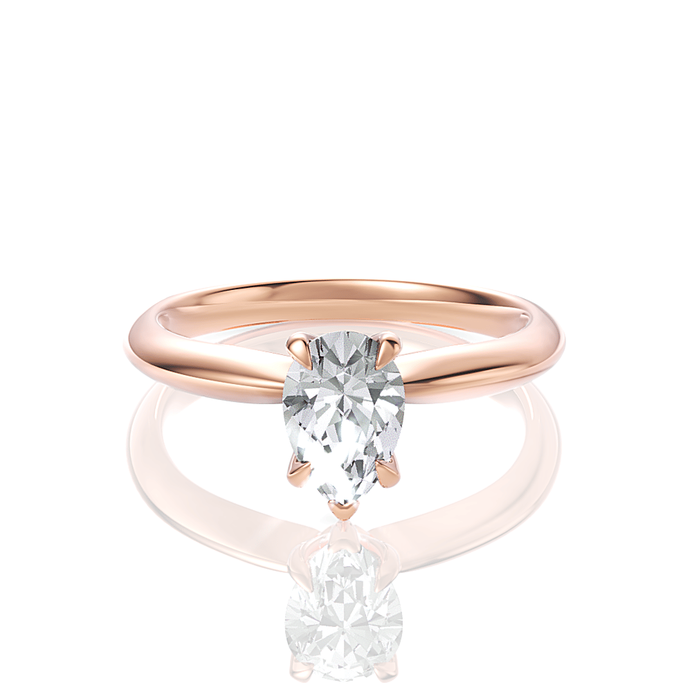 The Elyse Pear Cut 18kt Rose Gold Classic Four-Prong Solitaire Engagement Ring
