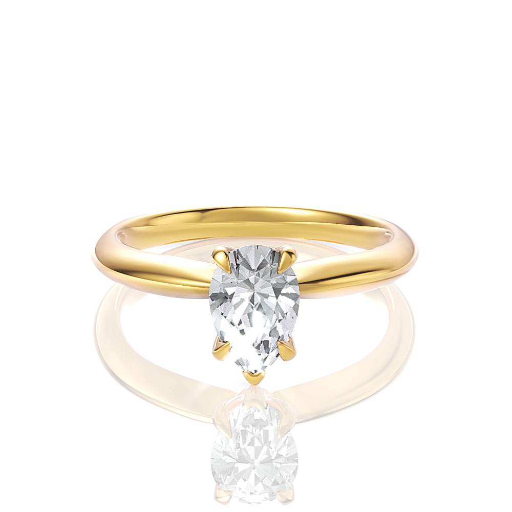 The Elyse Pear Cut 18kt Yellow Gold Classic Four-Prong Solitaire Engagement Ring