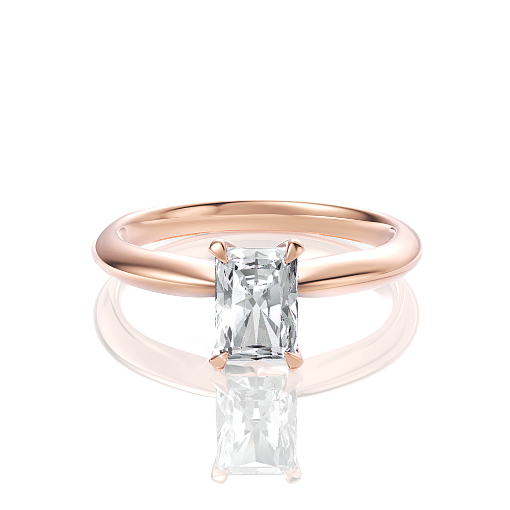The Elyse Radiant Cut 18kt Rose Gold Classic Four-Prong Solitaire Engagement Ring