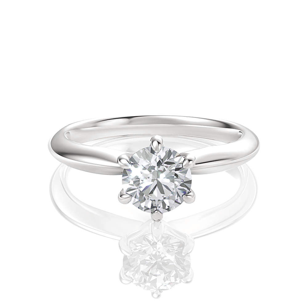 The Delia Round Cut Platinum Classic Six-Prong Solitaire Engagement Ring