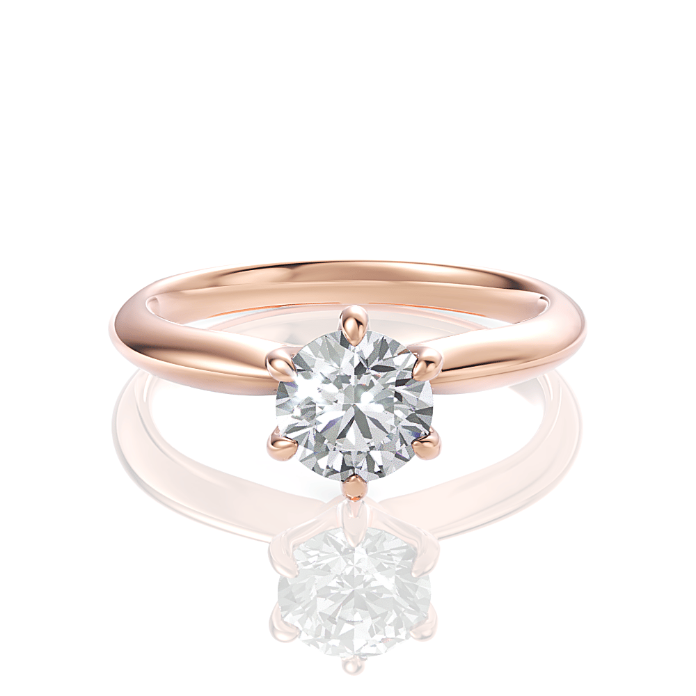 The Delia Round Cut 18kt Rose Gold Classic Six-Prong Solitaire Engagement Ring