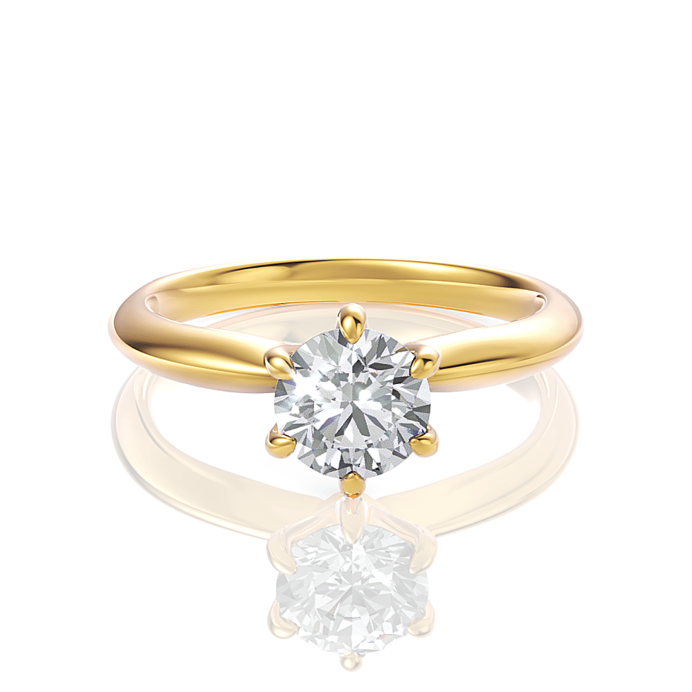 The Delia Round Cut 18kt Yellow Gold Classic Six-Prong Solitaire Engagement Ring