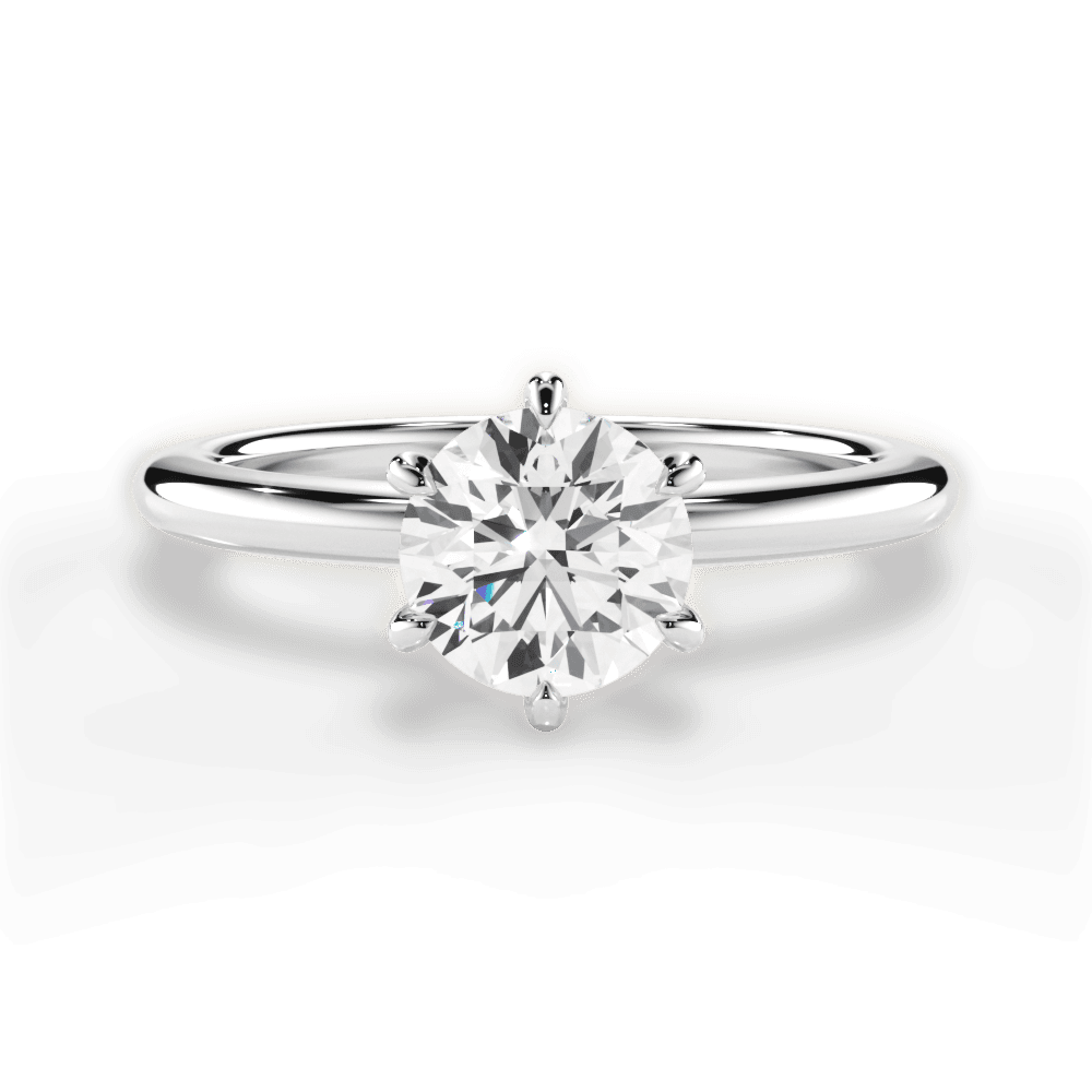 The Una Round Cut Platinum Classic Six-Prong Solitaire Engagement Ring